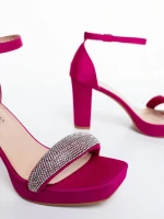 Дамски сандали с ток розови от текстилен материал Menara