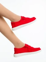 Дамски ежедневни обувки червени от текстилен материал Mirada