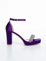 Дамски сандали с ток лилави от текстилен материал Menara
