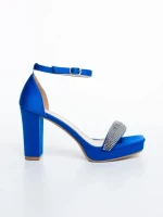 Дамски сандали с ток сини от текстилен материал Menara