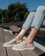 Дамски ежедневни обувки бежови от текстилен материал Midona