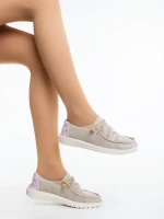 Дамски ежедневни обувки бежови от текстилен материал Midona