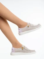 Дамски ежедневни обувки бежови от текстилен материал Midona