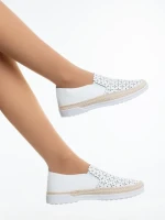 Дамски мокасини бели от екологична кожа Emena