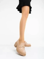 Дамски мокасини  бежови от екологична кожа Stansie