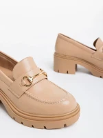 Дамски мокасини  бежови от екологична кожа Stansie