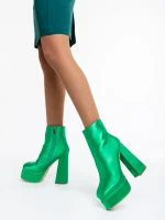 Дамски боти зелени от текстилен материал Zosime