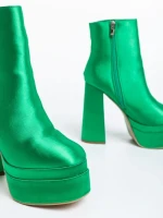 Дамски боти зелени от текстилен материал Zosime