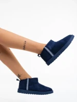 Дамски чизми тъмно сини от текстилен материал Aloani