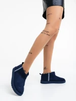 Дамски чизми тъмно сини от текстилен материал Aloani