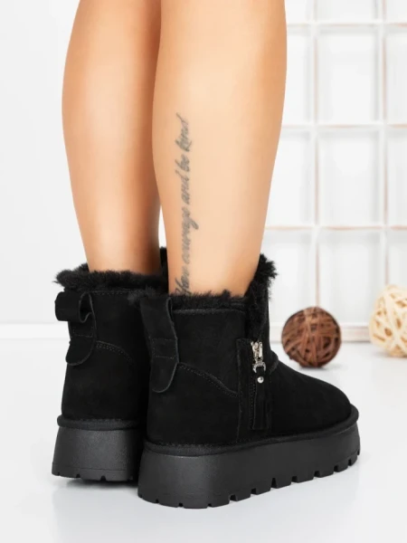 Ghete Dama din piele naturala 5W95 BLACK | PANTOFUL