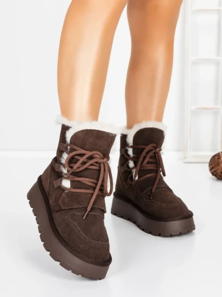 Ghete Dama din piele naturala 5W96 BROWN | PANTOFUL