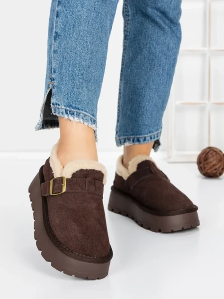 Ghete Dama din piele naturala 5W91 BROWN | PANTOFUL