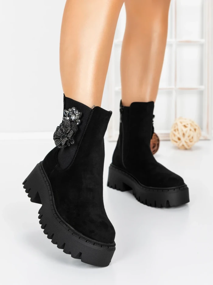 Ghete Dama cu Platforma 5AH52 BLACK | MEI