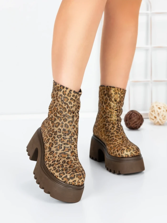 Ghete Dama cu Platforma 5WL77 LEOPARD PRINT | MEI