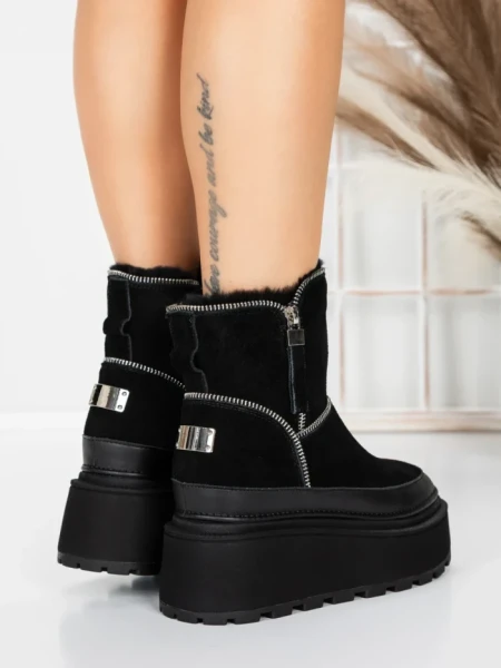 Ghete Dama din piele naturala 3ASJN75 BLACK | PANTOFUL