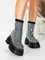 Ghete Dama cu Platforma 5SJN23 BLACK-WHITE | MEI