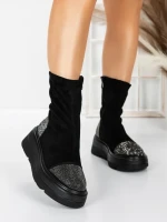 Ghete Dama cu Platforma 5AH66 BLACK-GUNCOLOR | MEI