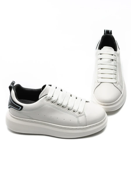 Mъжки спортни обувки от естествена кожа 3221 Бял-Черен... » MeiMall.bg