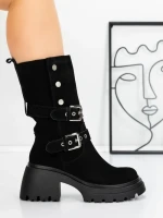 Ghete Dama din piele naturala 52AD11 BLACK | PANTOFUL