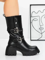 Ghete Dama din piele naturala 52AD11 BLACK | PANTOFUL