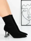 Botine cu Toc Subtire 5XKK67 BLACK | MEI