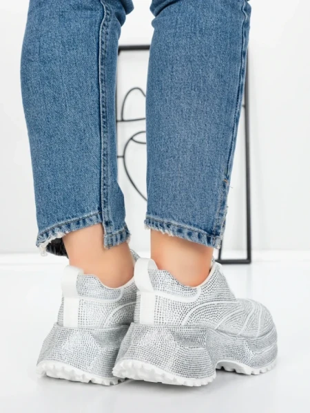 Pantofi Sport Dama cu Platforma 5WL93 WHITE | MEI