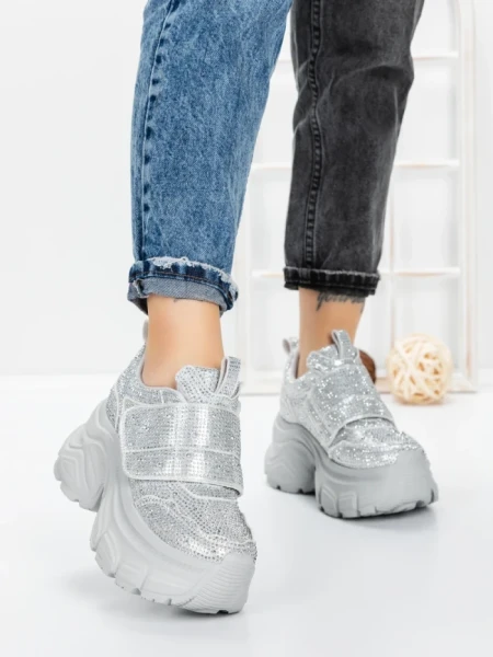 Pantofi Sport Dama cu Platforma 1A05 SILVER | MEI