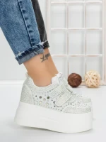 Pantofi Sport Dama cu Platforma 3591-8 WHITE | MEI