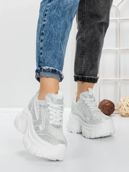 Pantofi Sport Dama cu Platforma 3561 WHITE | MEI