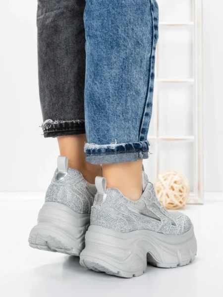 Pantofi Sport Dama cu Platforma 3561 SILVER | MEI