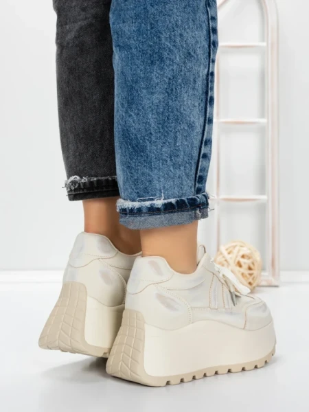 Pantofi Sport Dama cu Platforma 3570 BEIGE | MEI