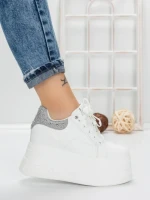 Pantofi Sport Dama cu Platforma 3592-7 WHITE-GREY | MEI