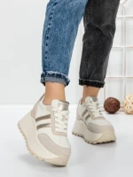 Pantofi Sport Dama cu Platforma 3596 BEIGE | MEI