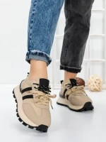 Sneakers Dama 5WL115 BEIGE-BLACK | MEI