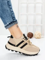 Sneakers Dama 5WL115 BEIGE-BLACK | MEI