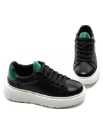 Pantofi Sport Barbati din piele naturala 5302 BLACK-GREEN | ADVANCER