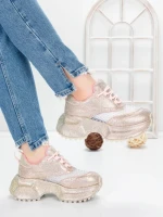 Pantofi Sport Dama cu Platforma 5WL109 PINK | MEI