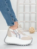 Pantofi Sport Dama cu Platforma 5WL111 WHITE | MEI