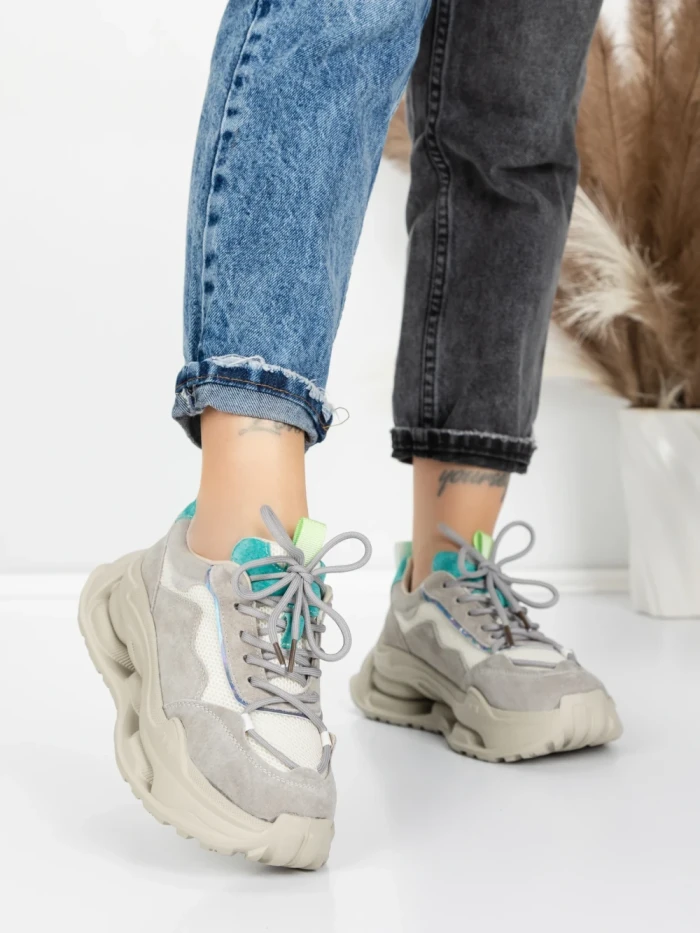 Pantofi Sport Dama din piele naturala 36853-1 GREY | ADVANCER