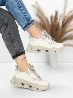 Pantofi Sport Dama din piele naturala 36868-1 CREAM | ADVANCER