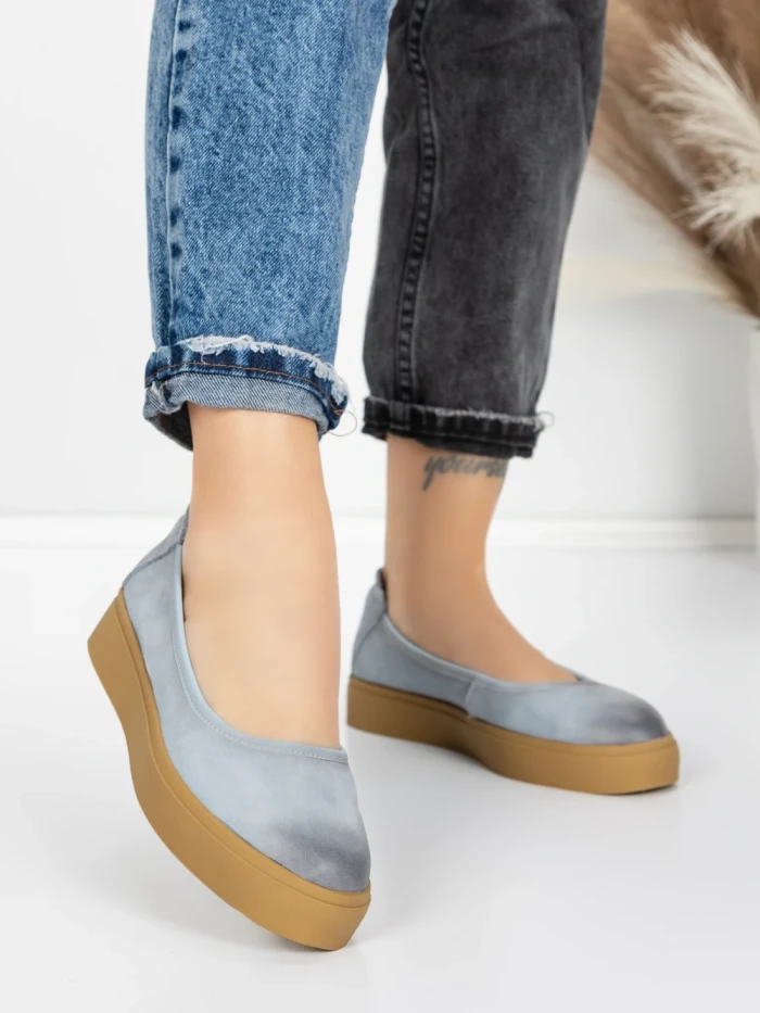 Balerini Dama din piele naturala N3301 BLUE | ADVANCER