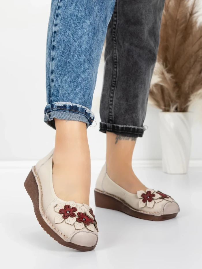 Balerini Dama din piele naturala F166 CREAM | ADVANCER