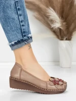 Balerini Dama din piele naturala F166 APRICOT | ADVANCER