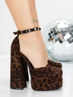 Pantofi cu Toc gros si Platforma 2SY12 DARK LEOPARD | MEI