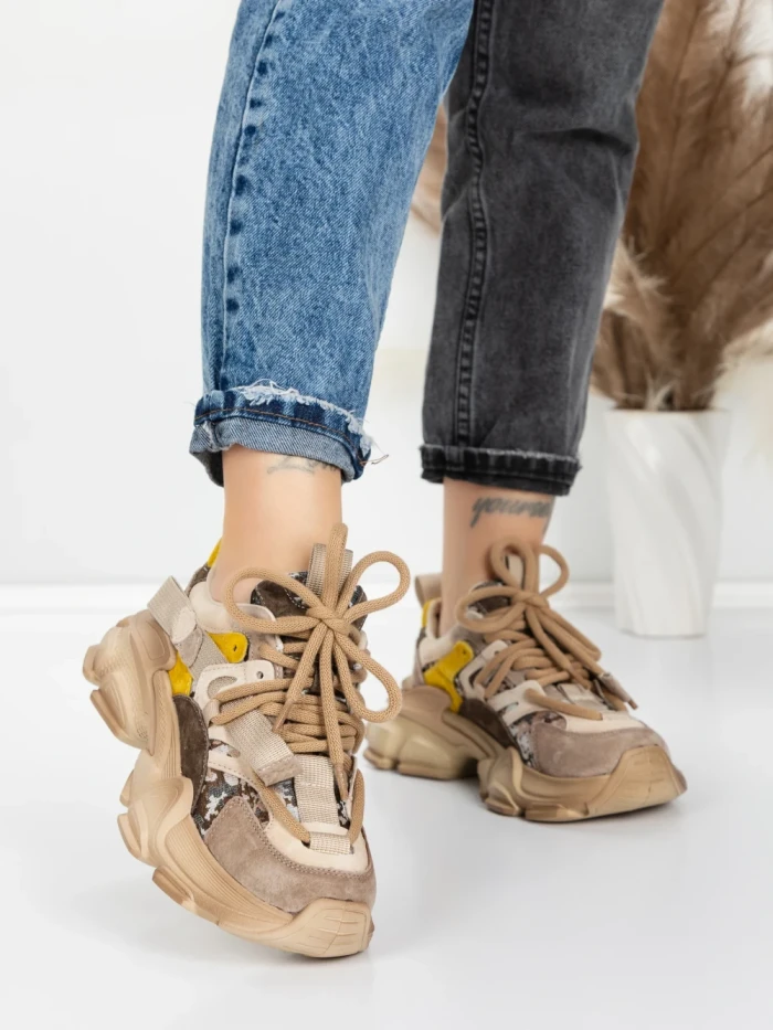 Pantofi Sport Dama din piele naturala Y5759-1 APRICOT | ADVANCER