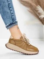 Pantofi Sport Dama din piele naturala 88253 KHAKI | ADVANCER