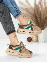 Pantofi Sport Dama din piele naturala HY2986 CREAM-GREEN | FRANCO GERARDO