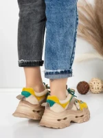Pantofi Sport Dama din piele naturala HY2986 CREAM-GREY | FRANCO GERARDO