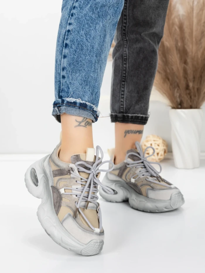 Pantofi Sport Dama din piele naturala HY2122 GREY | FRANCO GERARDO